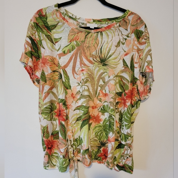 J. Jill Tops - J. Jill love linen tropical blouse
